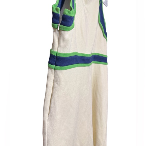 Lilly Pulitzer Sleeveless Dress Cream Blue Green Trim Fit & Flare Resort Preppy - Picture 4 of 5